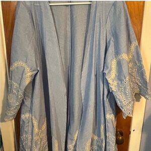 Light Blue Embroidered Kimono